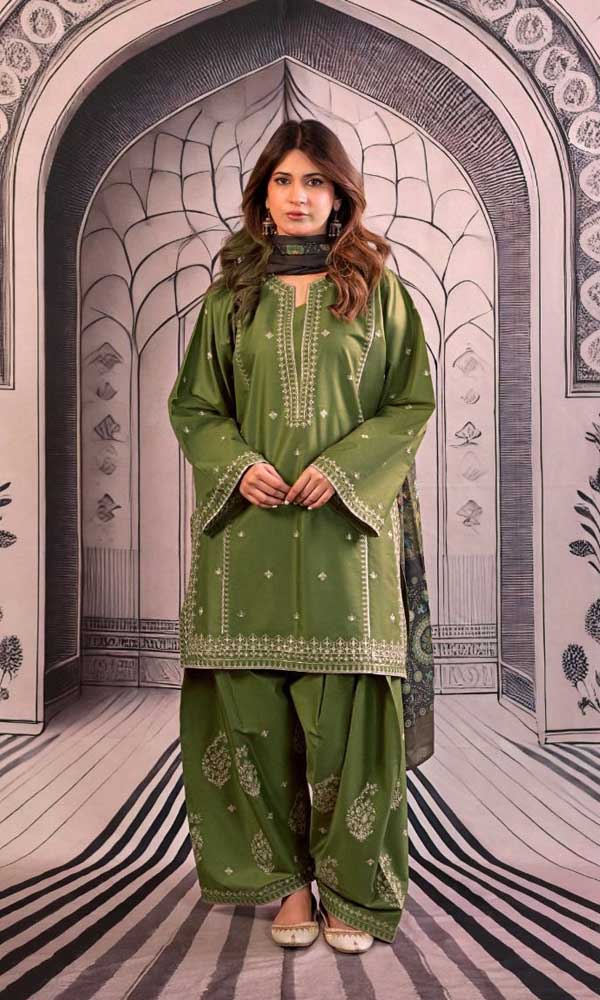 Dhanak Embroidery 3PC SUIT BTK-1032