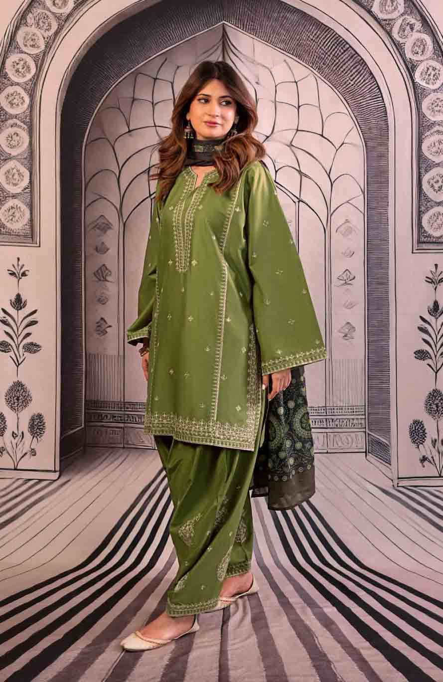 Dhanak Embroidery 3PC SUIT BTK-1032