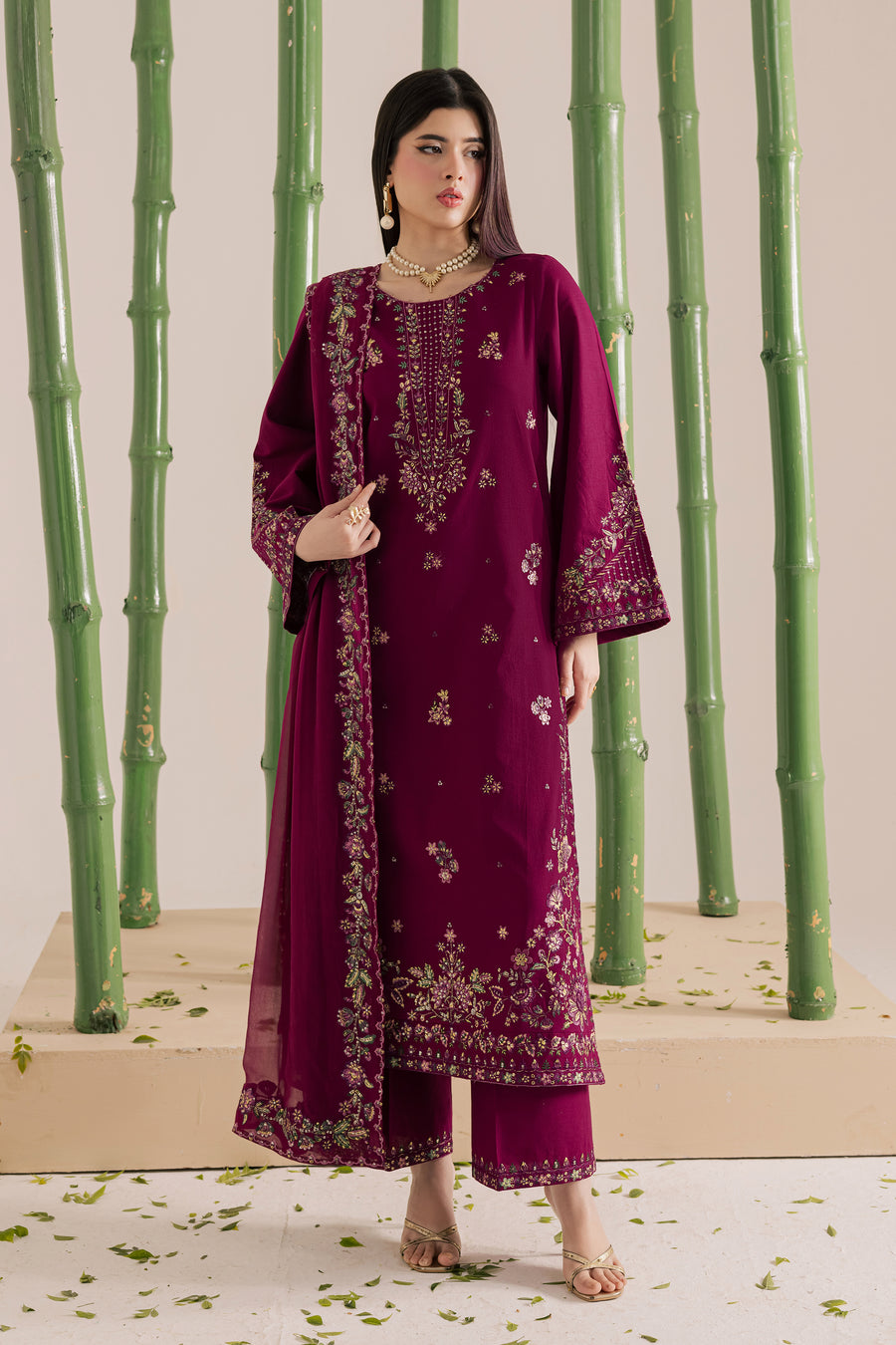 Dhanak Embroidery 3PC SUIT BTK-1034