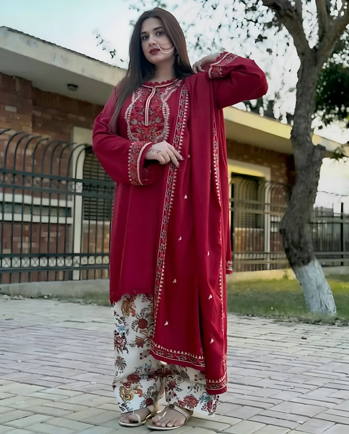 Dhanak Embroidery 3PC SUIT BTK-1036