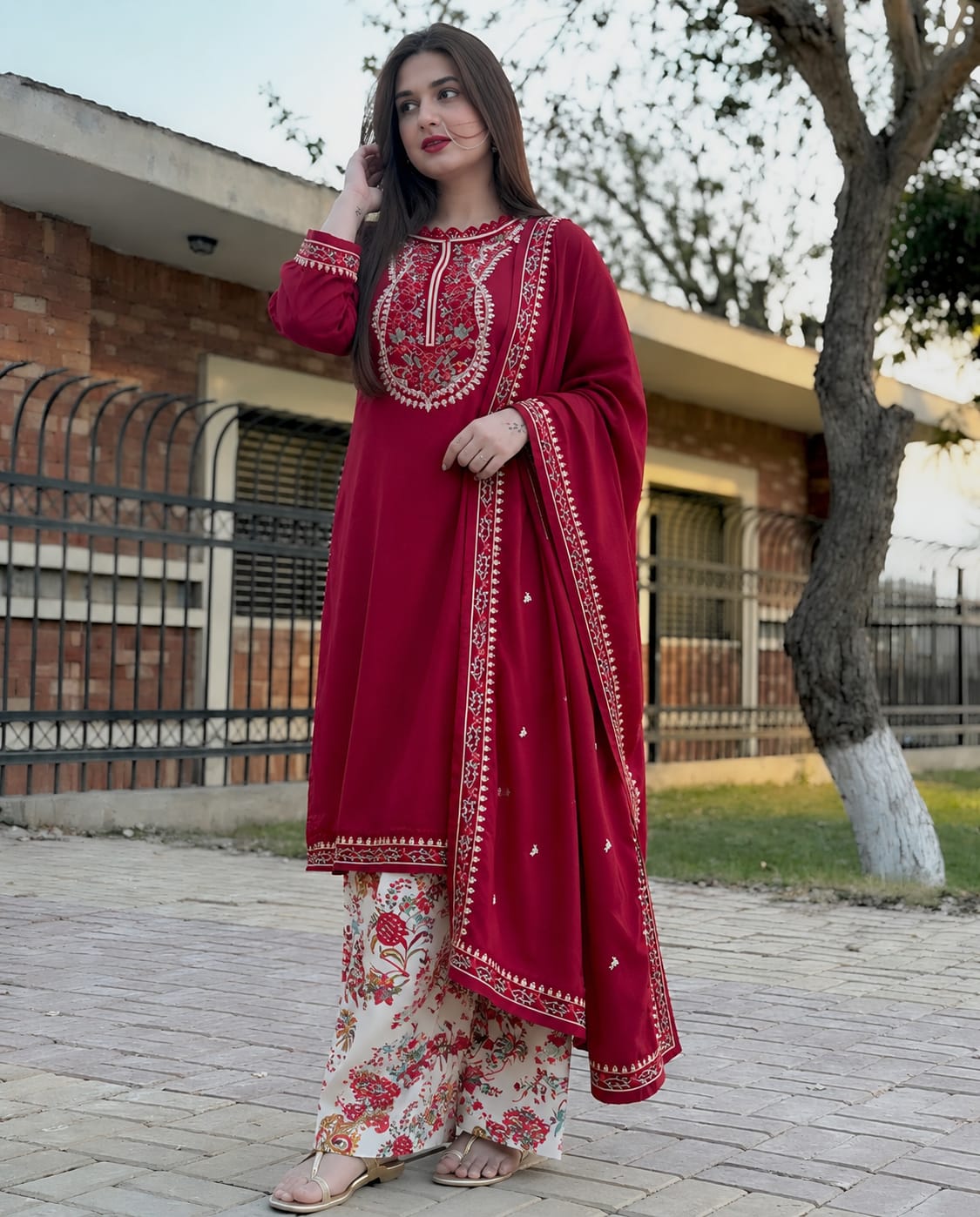 Dhanak Embroidery 3PC SUIT BTK-1036