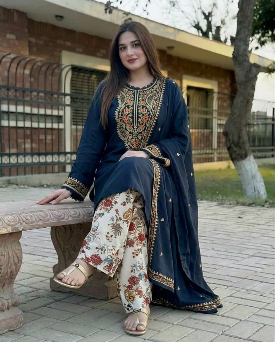 Dhanak Embroidery 3PC SUIT BTK-1037