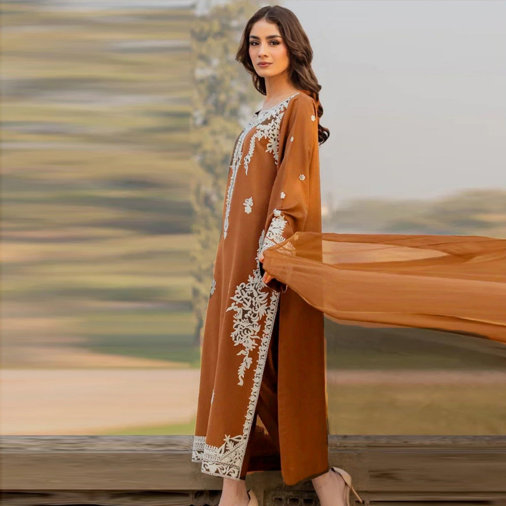 Dhanak Embroidery 3PC SUIT BTK-1041