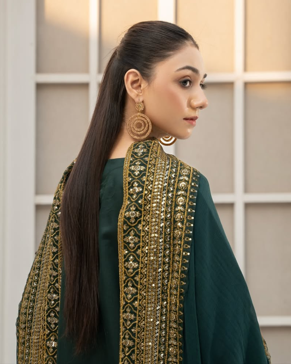 ROYAL CHARM EMB 3PC SUIT AJS-001001 GREEN