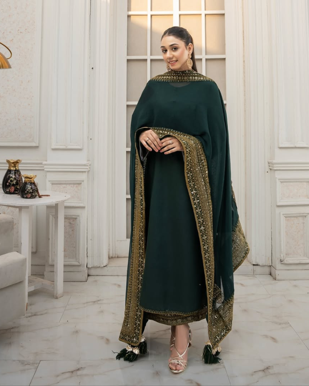 ROYAL CHARM EMB 3PC SUIT AJS-001001 GREEN