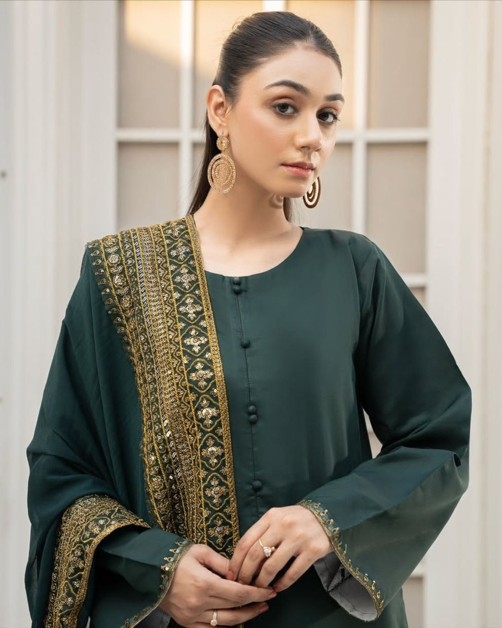 ROYAL CHARM EMB 3PC SUIT AJS-001001 GREEN
