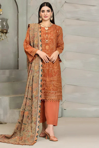 EMBROIDERED 3PC LAWN EMBROIDERED DRESS WITH CHIFFON EMBROIDERED DUPATTA  IR-403