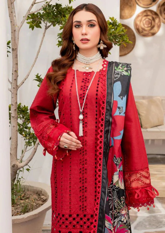 EMBROIDERED 3PC LAWN EMBROIDERED DRESS WITH CHIFFON EMBROIDERED DUPATTA  IR-303