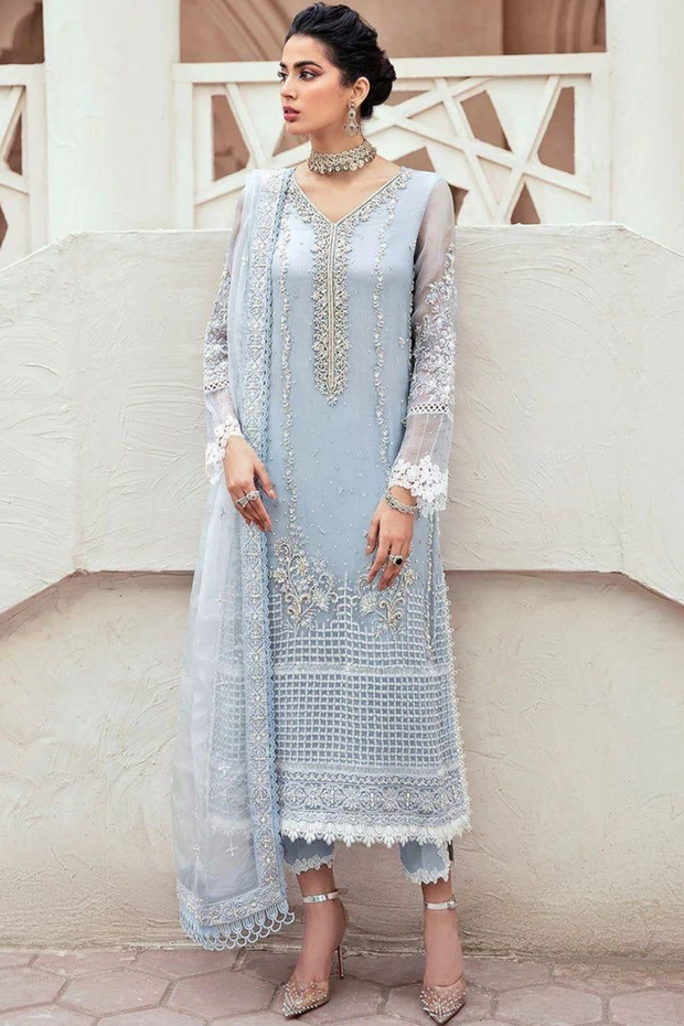 EMBROIDERED 3PC SILK  DRESS WITH CHIFFON EMBROIDERED DUPATTA  IR5014