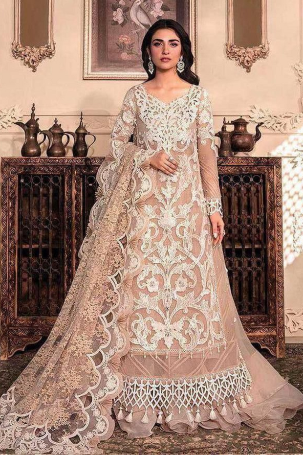 EMBROIDERED 3PC SILK  DRESS WITH CHIFFON EMBROIDERED DUPATTA  IR5040