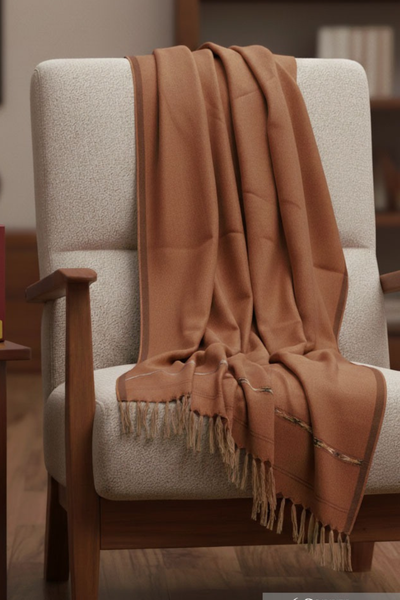 MEN WINTER WOOL SHAWL COPPER