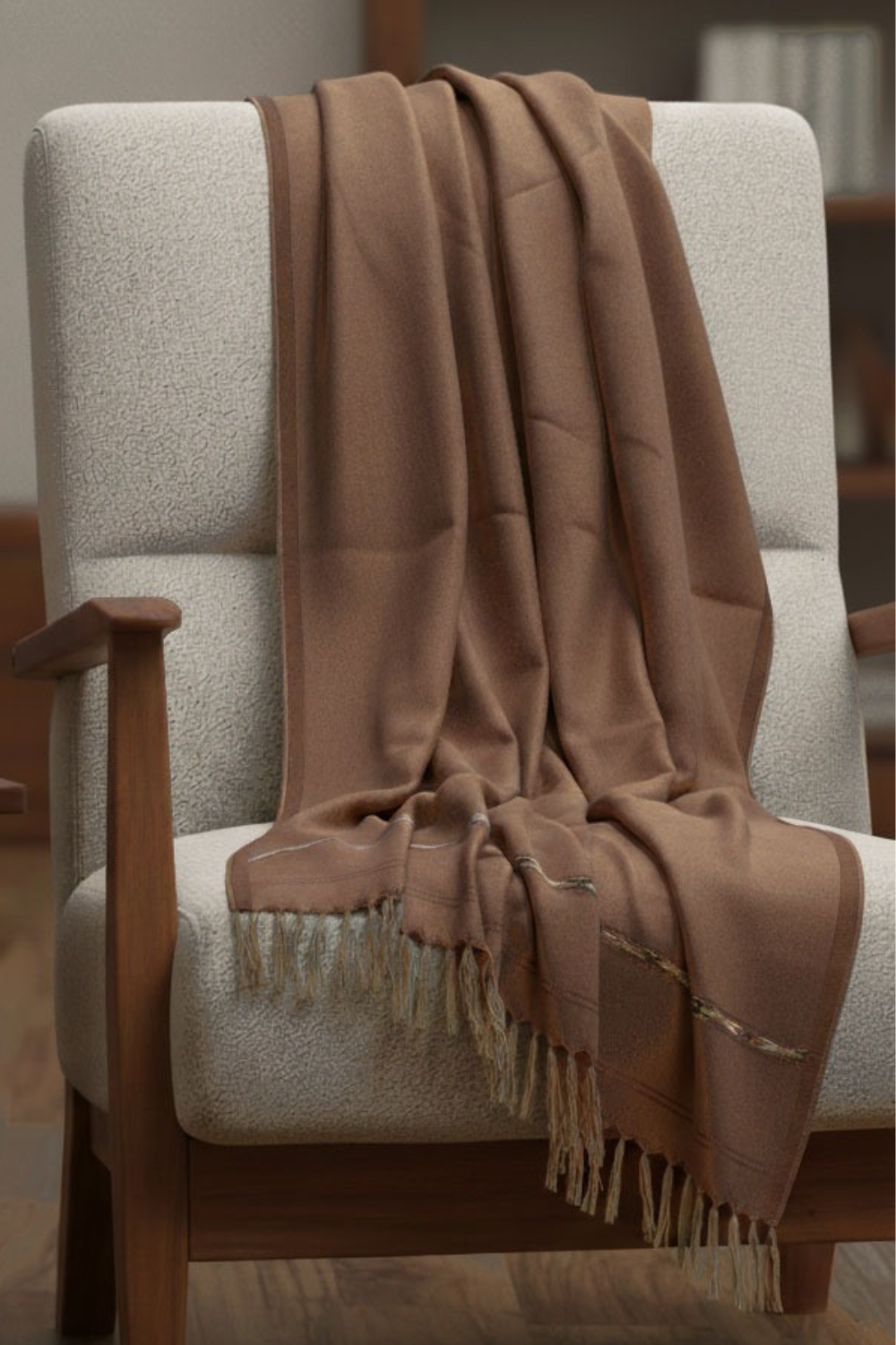 MEN WINTER WOOL SHAWL ROSE WOOD