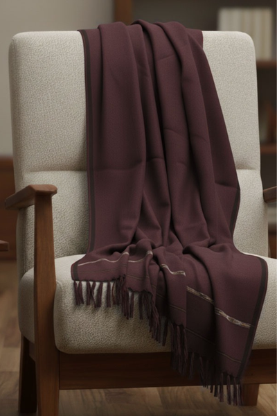 MEN WINTER WOOL SHAWL MAHROON