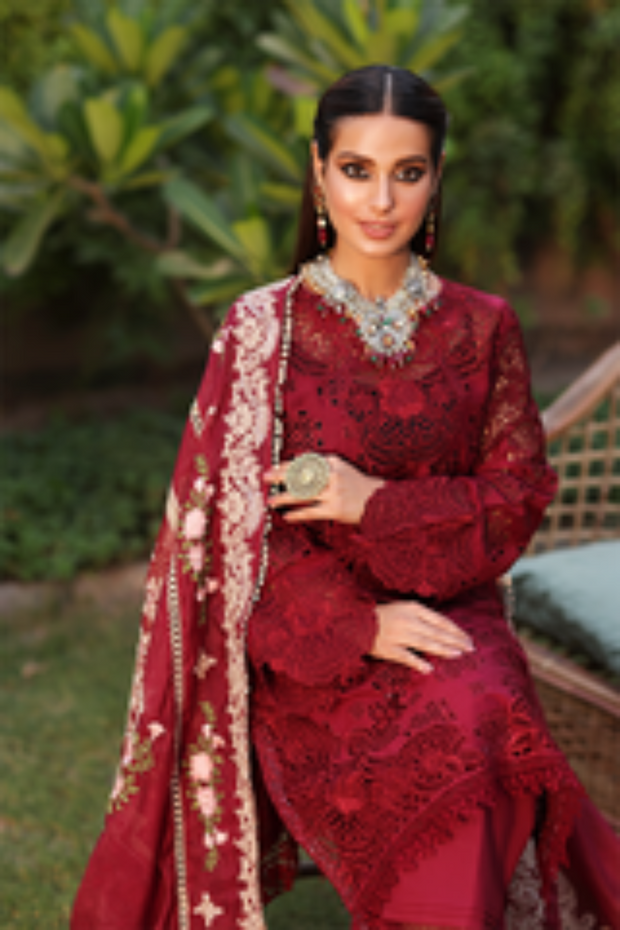 EMBROIDERED 3PC LAWN EMBROIDERED DRESS WITH CHIFFON EMBROIDERED DUPATTA  IR-1001