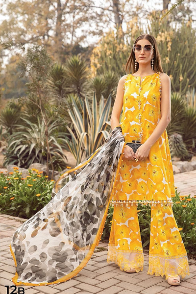 PRINTED 3PC LAWN  DRESS WITH CHIFFON PRINTED DUPATTA  IR-1007