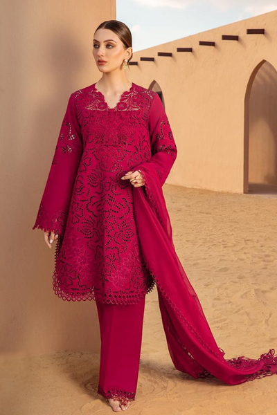 EMBROIDERED 3PC LAWN EMBROIDERED DRESS WITH CHIFFON EMBROIDERED DUPATTA  IR-5