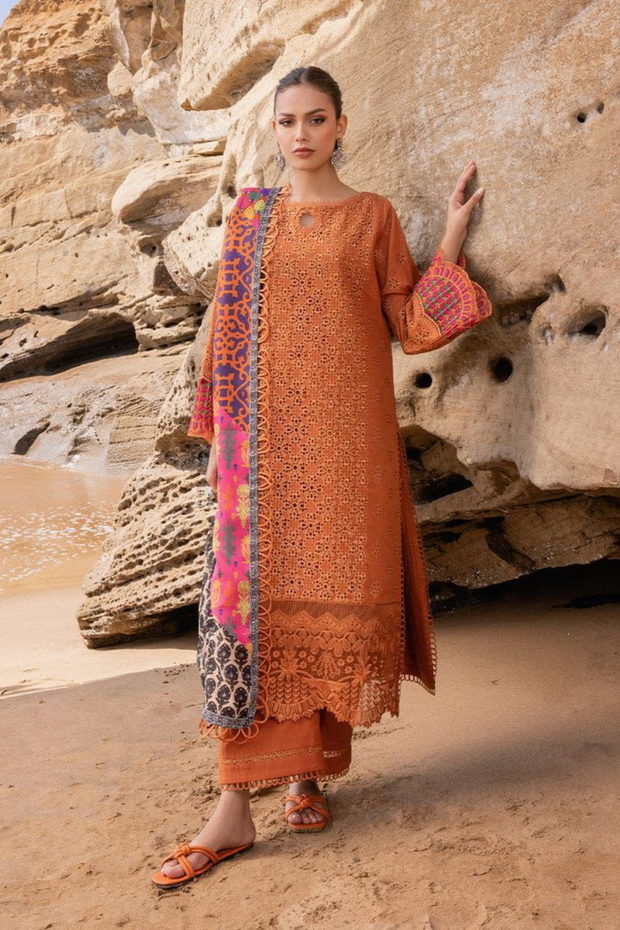 EMBROIDERED 3PC LAWN EMBROIDERED DRESS WITH CHIFFON EMBROIDERED DUPATTA  IR-23