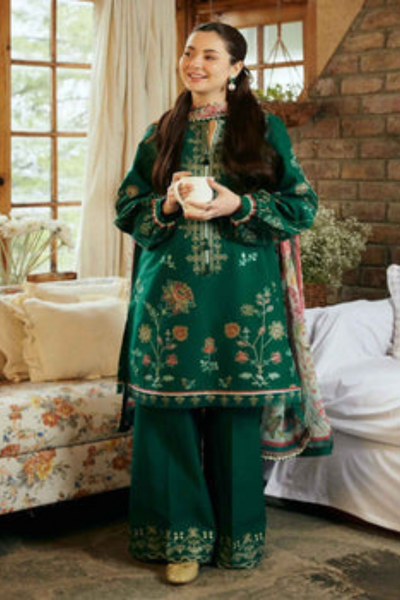 EMBROIDERED 3PC LAWN  DRESS WITH CHIFFON EMBROIDERED DUPATTA  IR-NEW 2