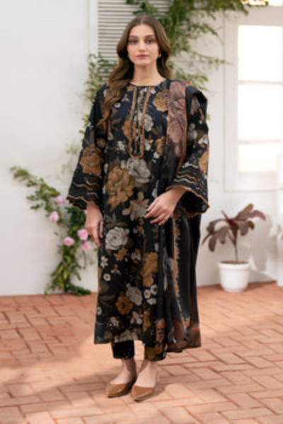 EMBROIDERED 3PC LAWN  DRESS WITH CHIFFON EMBROIDERED DUPATTA  IR-NEW 5