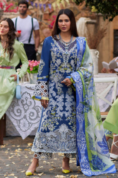 EMBROIDERED 3PC LAWN  DRESS WITH CHIFFON EMBROIDERED DUPATTA  IR-NEW 6