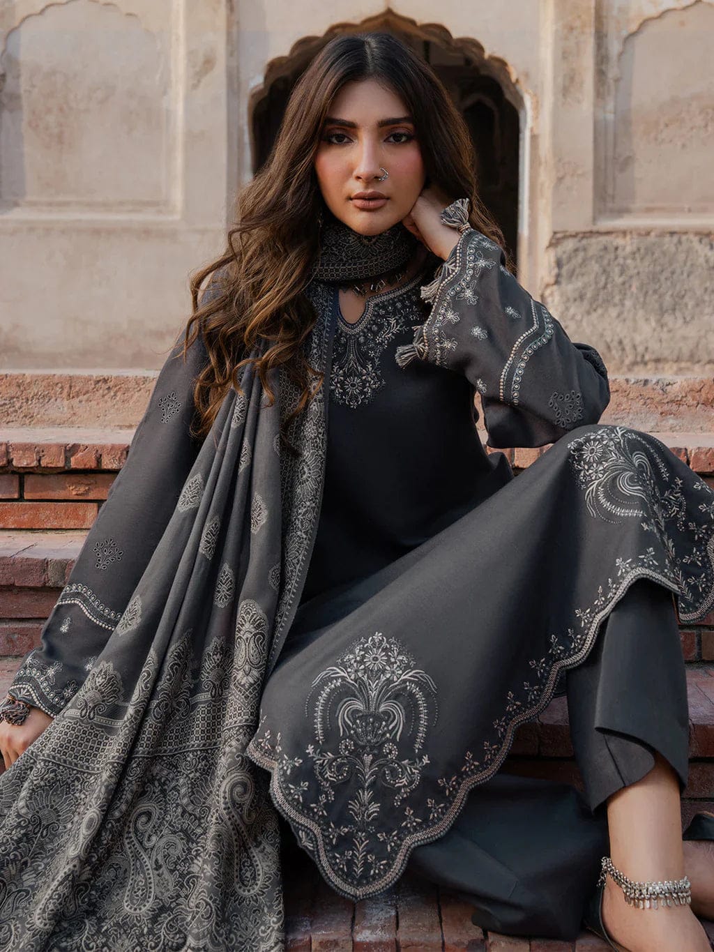 DHANAK EMB 3PC SUIT BH -001010