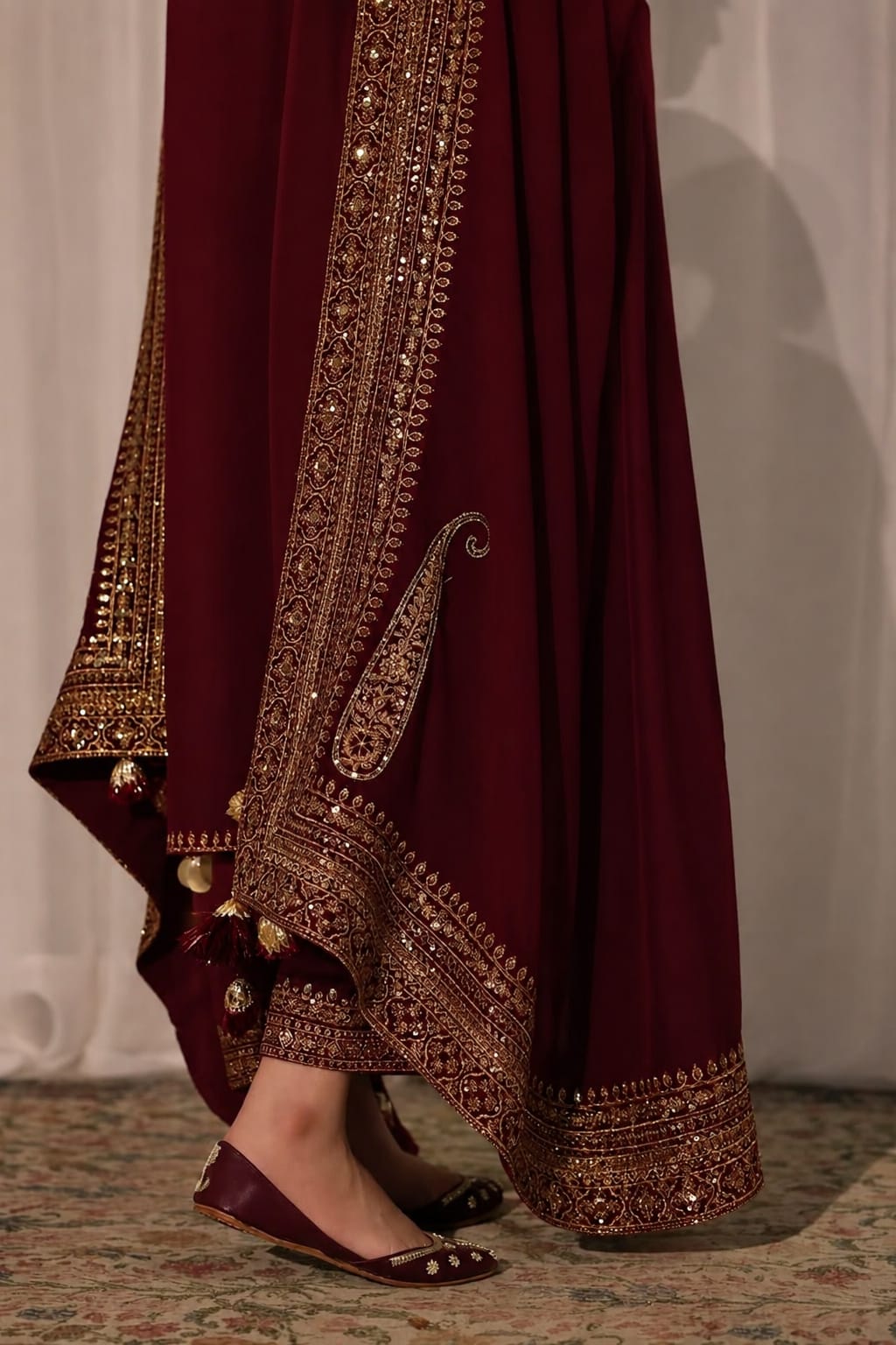 ROYAL CHARM EMB 3PC SUIT AJS-001002 MEHROON