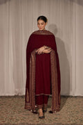 ROYAL CHARM EMB 3PC SUIT AJS-001002 MEHROON